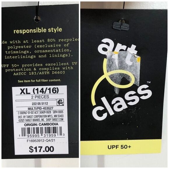 ART CLASS - NWT - Girls Sz XL (14-16) Daisy Dreams Floral Print Flounce Swim Top - Picture 10 of 11